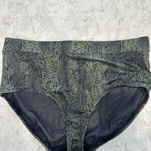 NWOT Swim by Cacique High-Waist Swim Bottoms in Olive Green Snake Print